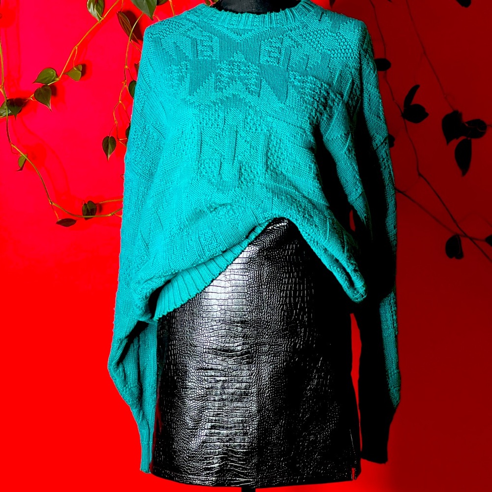 90’s Vintage Lake Harmony U.S.A. 100% Cotton Turquoise Sweater (Large)